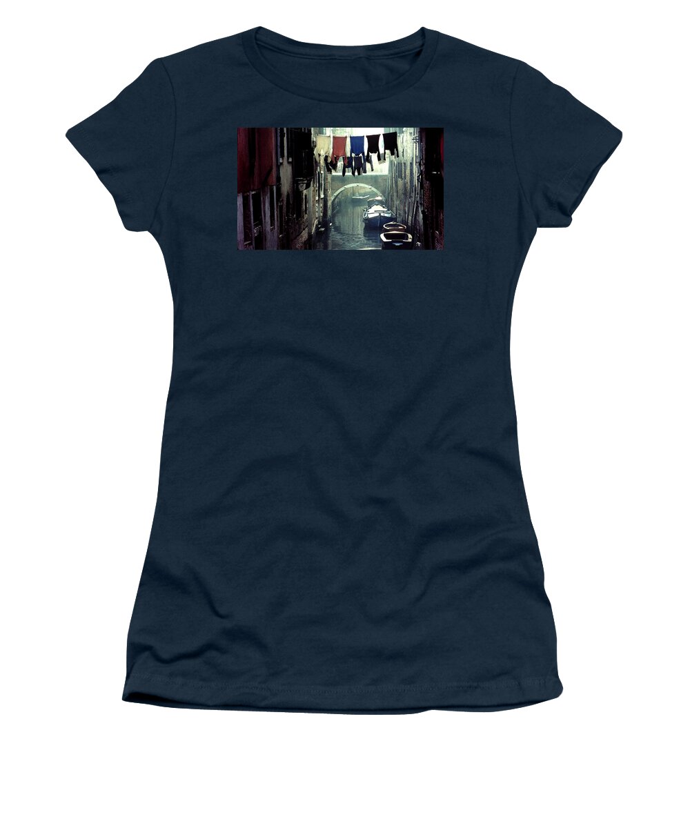 Italy Women's T-Shirt featuring the photograph Washday in Venice Italy by Wayne King