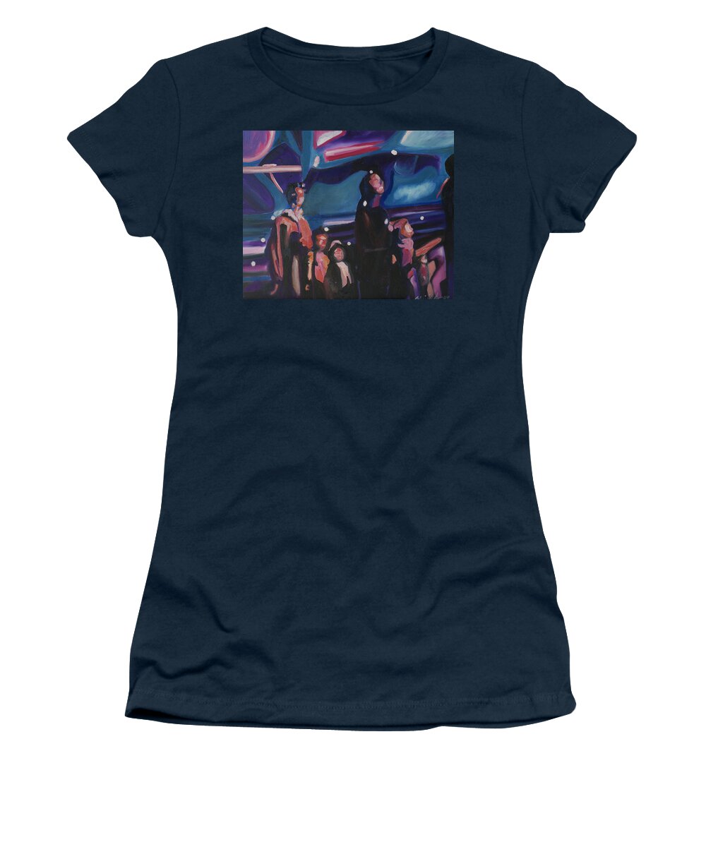 Night Scenes Women's T-Shirt featuring the painting Watching Alex Grey II by Patricia Arroyo