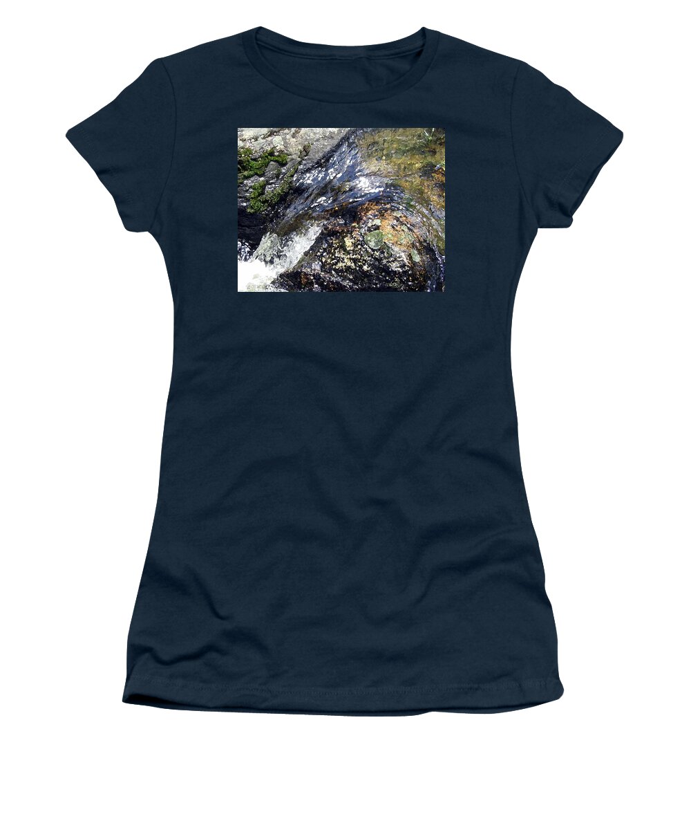 Water Women's T-Shirt featuring the photograph Water and Rock North Fork by Laura Davis