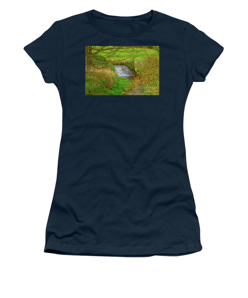 Digital Art Women's T-Shirt featuring the photograph Waterfall at Chadderton Hall Park by Pics By Tony