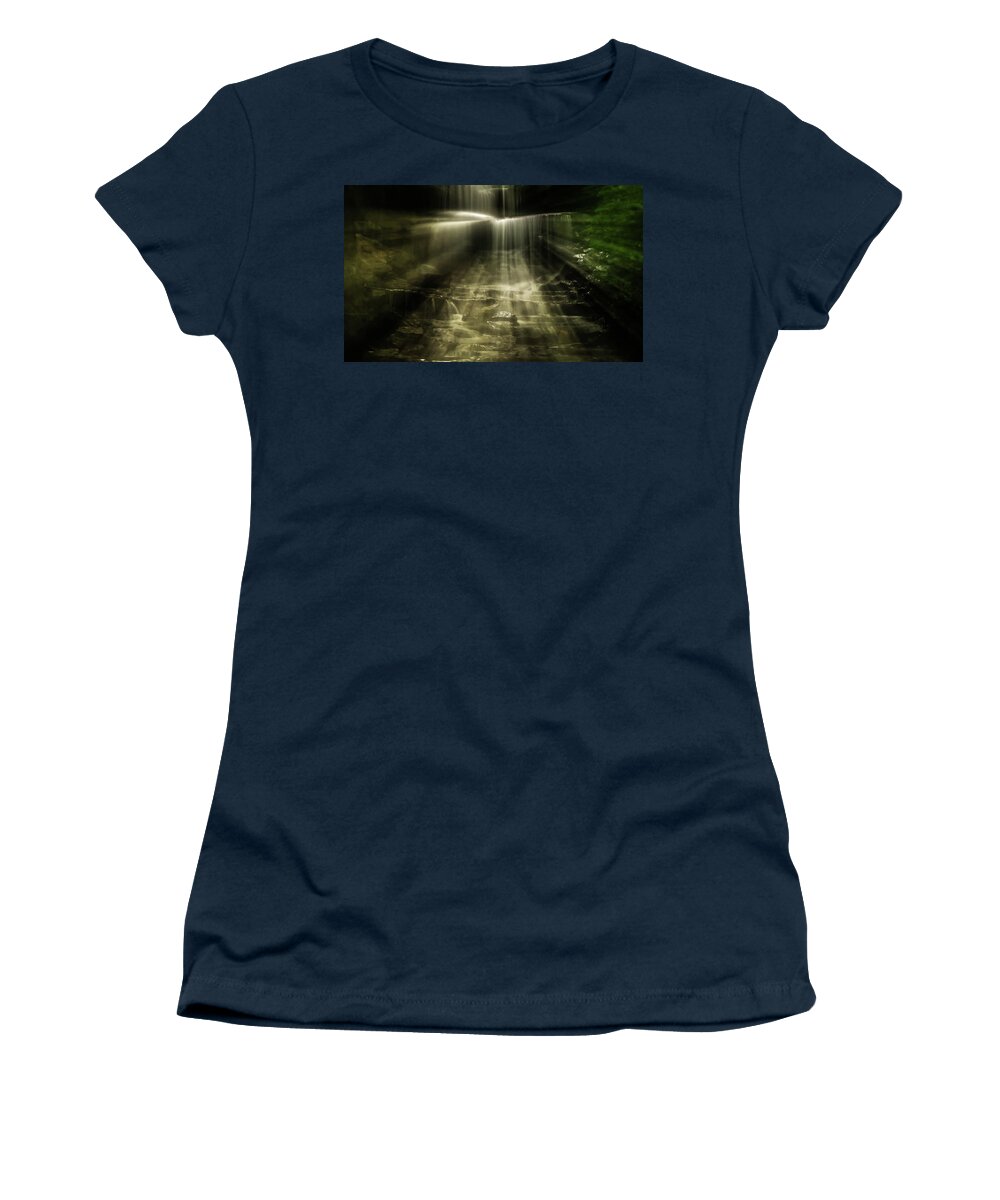Waterfall Explosion Of Light Women's T-Shirt featuring the photograph Waterfall Explosion Of Light by Dan Sproul