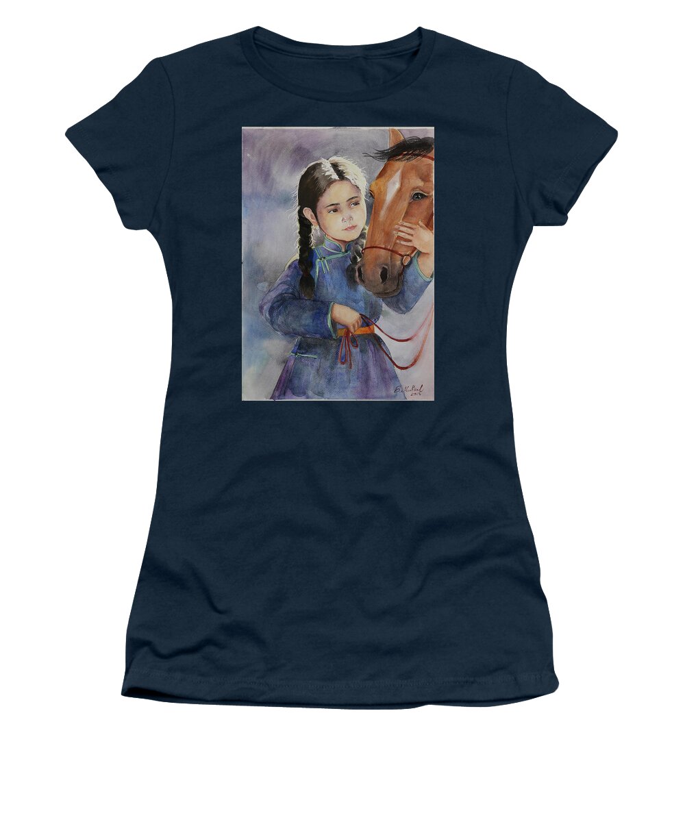 We Women's T-Shirt featuring the painting We Are Friends by Munkhzul Bundgaa