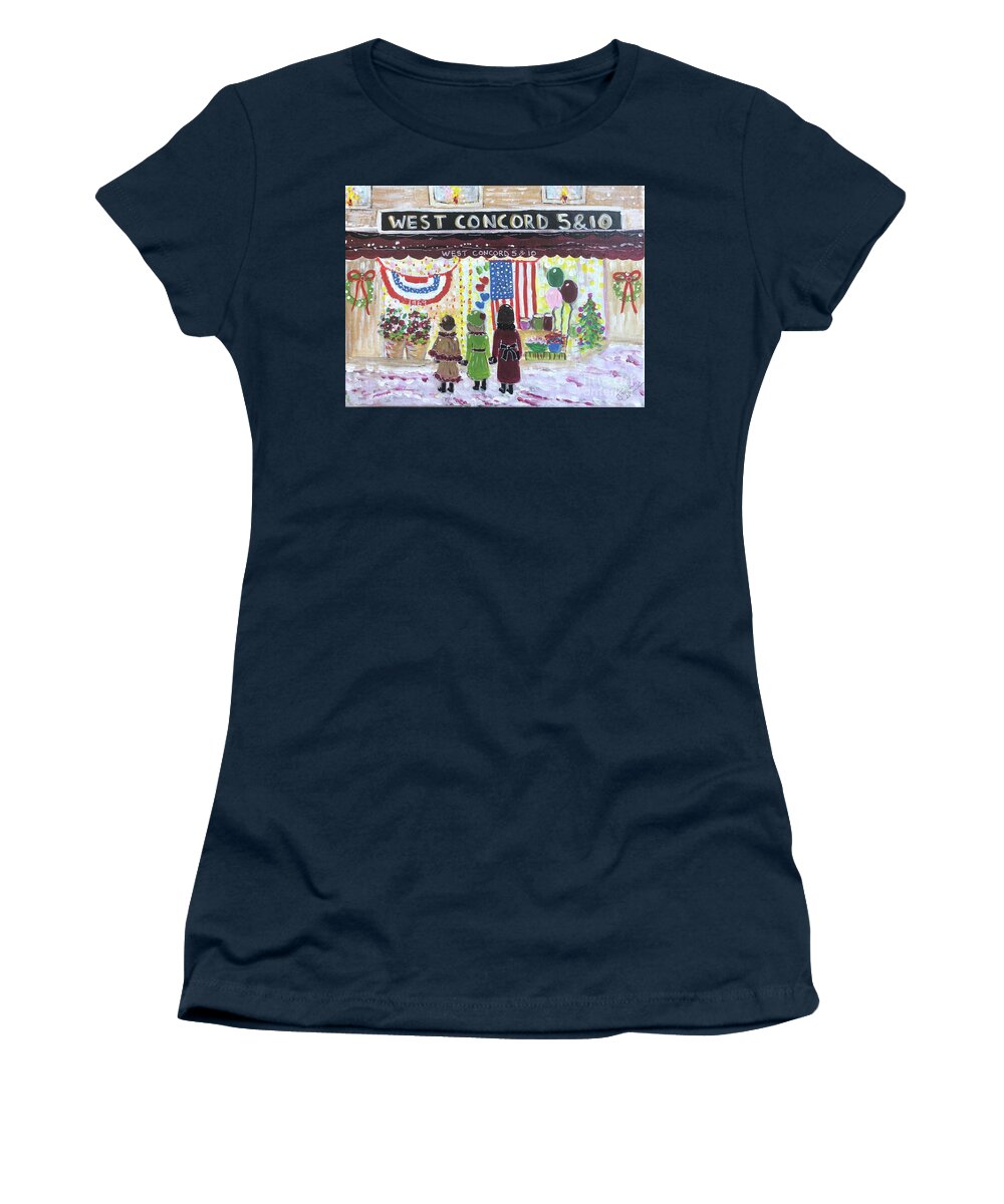 West Concord Women's T-Shirt featuring the painting West Concord Five and Ten by Jacqui Hawk