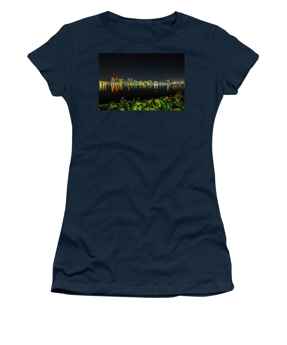 City Women's T-Shirt featuring the photograph West Palm Beach Skyline #1 by Tom Claud