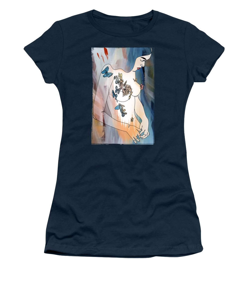 Nude Abstractive Women's T-Shirt featuring the painting What Do I Do by Mark Ashkenazi