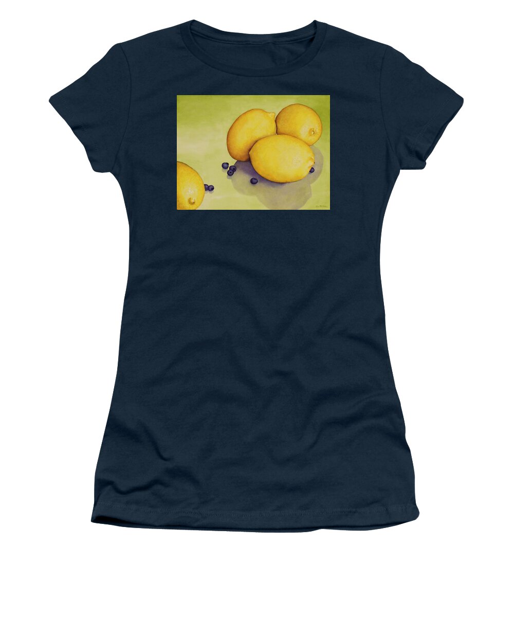 Kim Mcclinton Women's T-Shirt featuring the painting When Life Gives You Lemons by Kim McClinton