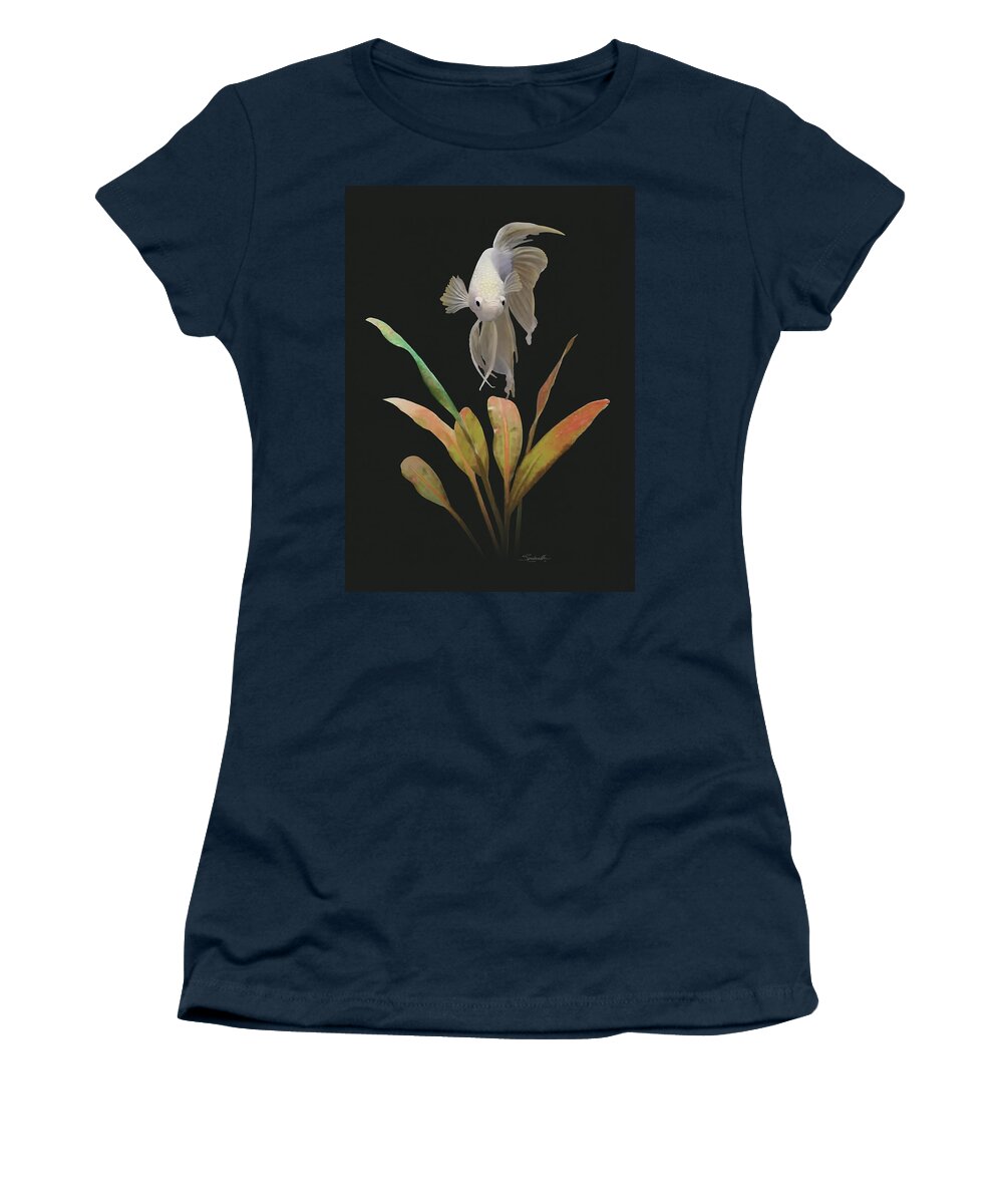 Fish Women's T-Shirt featuring the digital art White Betta by M Spadecaller