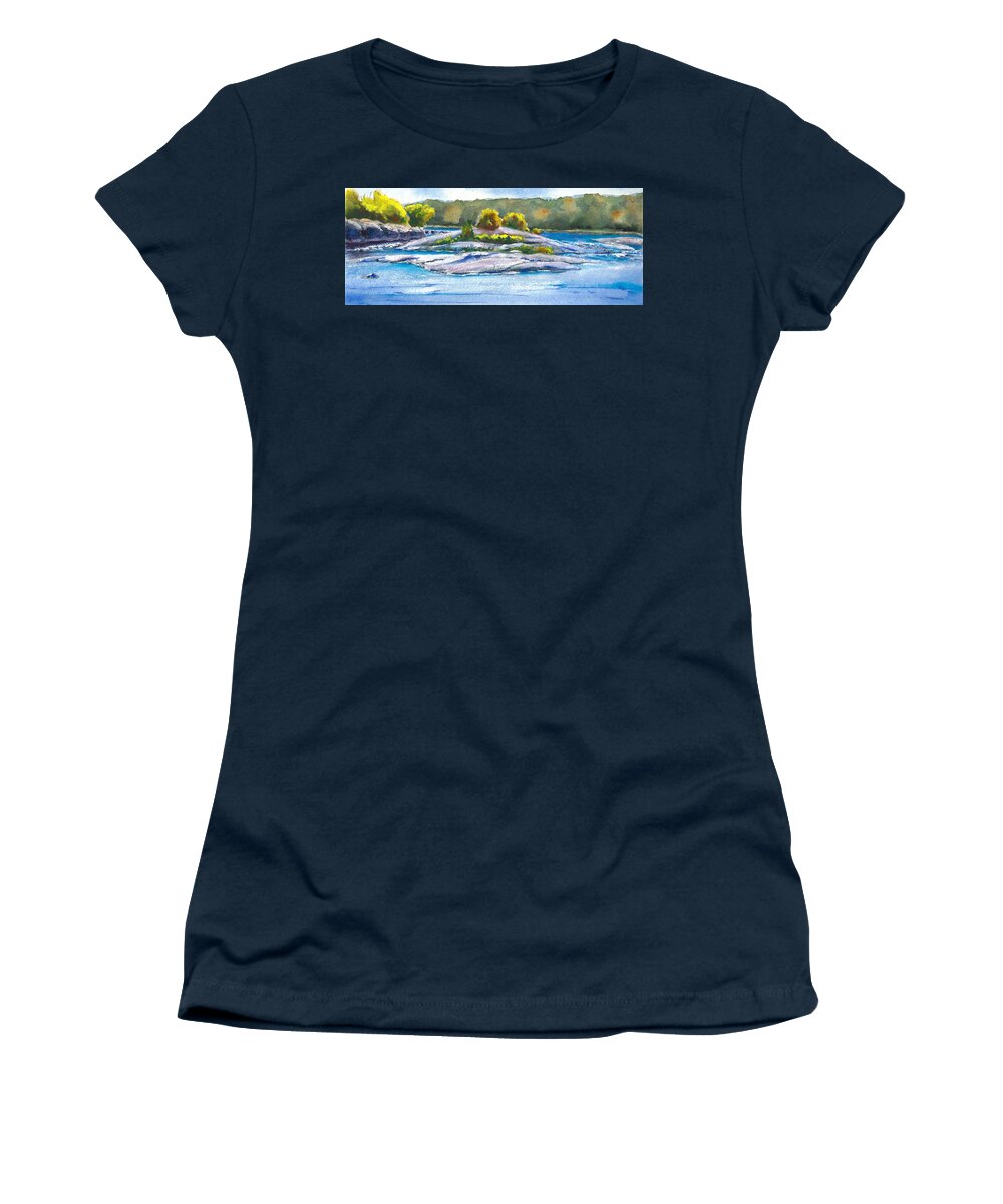 River Women's T-Shirt featuring the painting Whitemouth River Falls by Ruth Kamenev