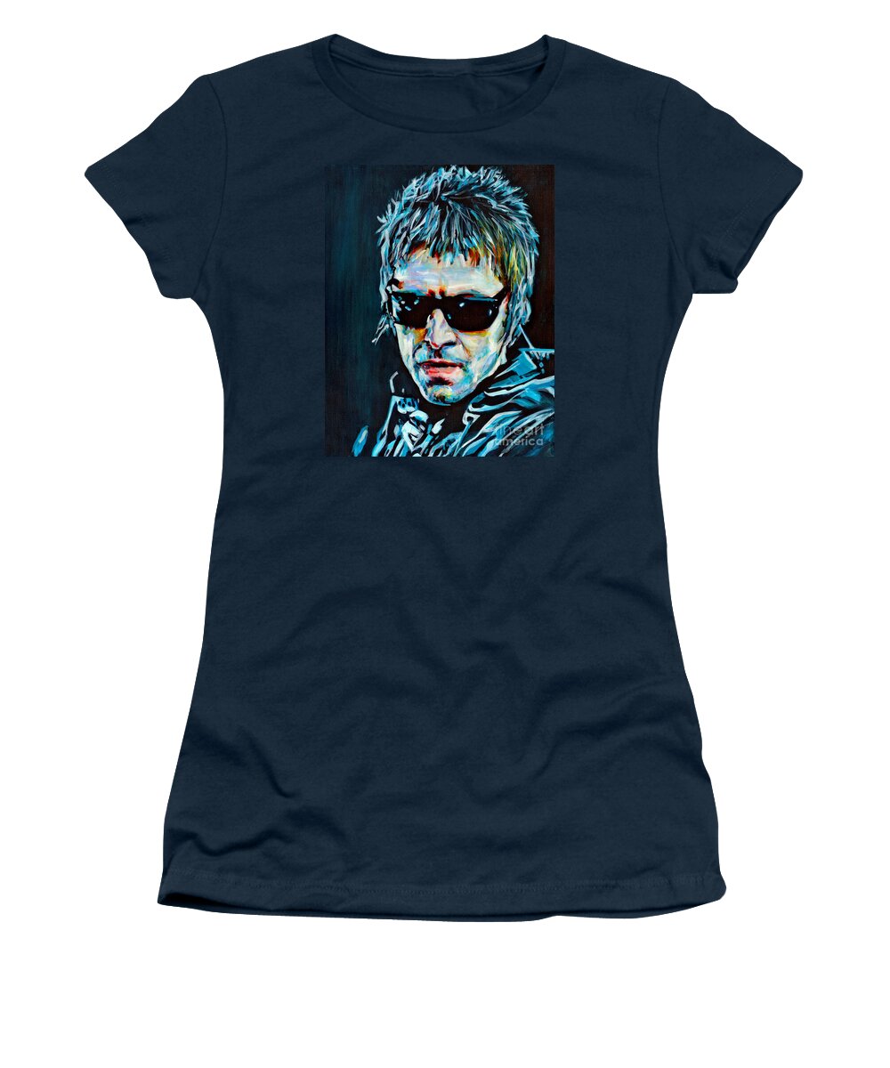 Liam Gallagher Women's T-Shirt featuring the painting Why Me Why Not. Liam Gallagher by Tanya Filichkin