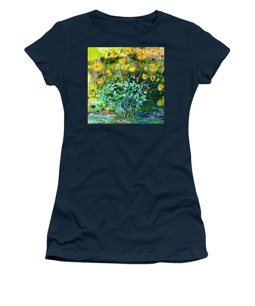 Brittlebush Women's T-Shirt featuring the painting Wild Thing - Brittle Bush by Cheryl Prather