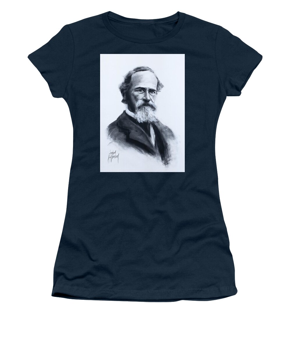 Charcoal Women's T-Shirt featuring the drawing William James by Jordan Henderson