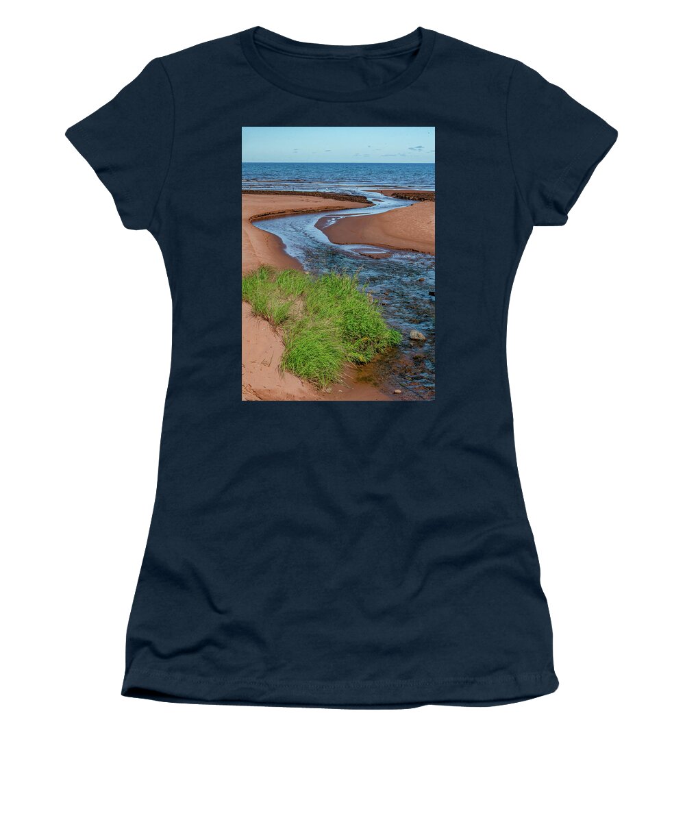 Prince Edward Island Women's T-Shirt featuring the photograph Winding Out To Sea by Marcy Wielfaert