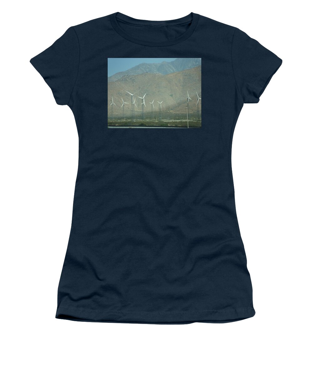 Windmill Women's T-Shirt featuring the photograph Windmills of Palm Springs by Roxy Rich