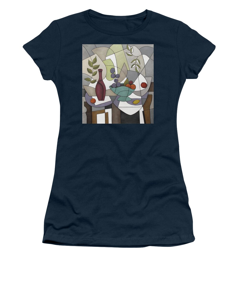 Still Life Women's T-Shirt featuring the painting Wine and Fruit by Trish Toro