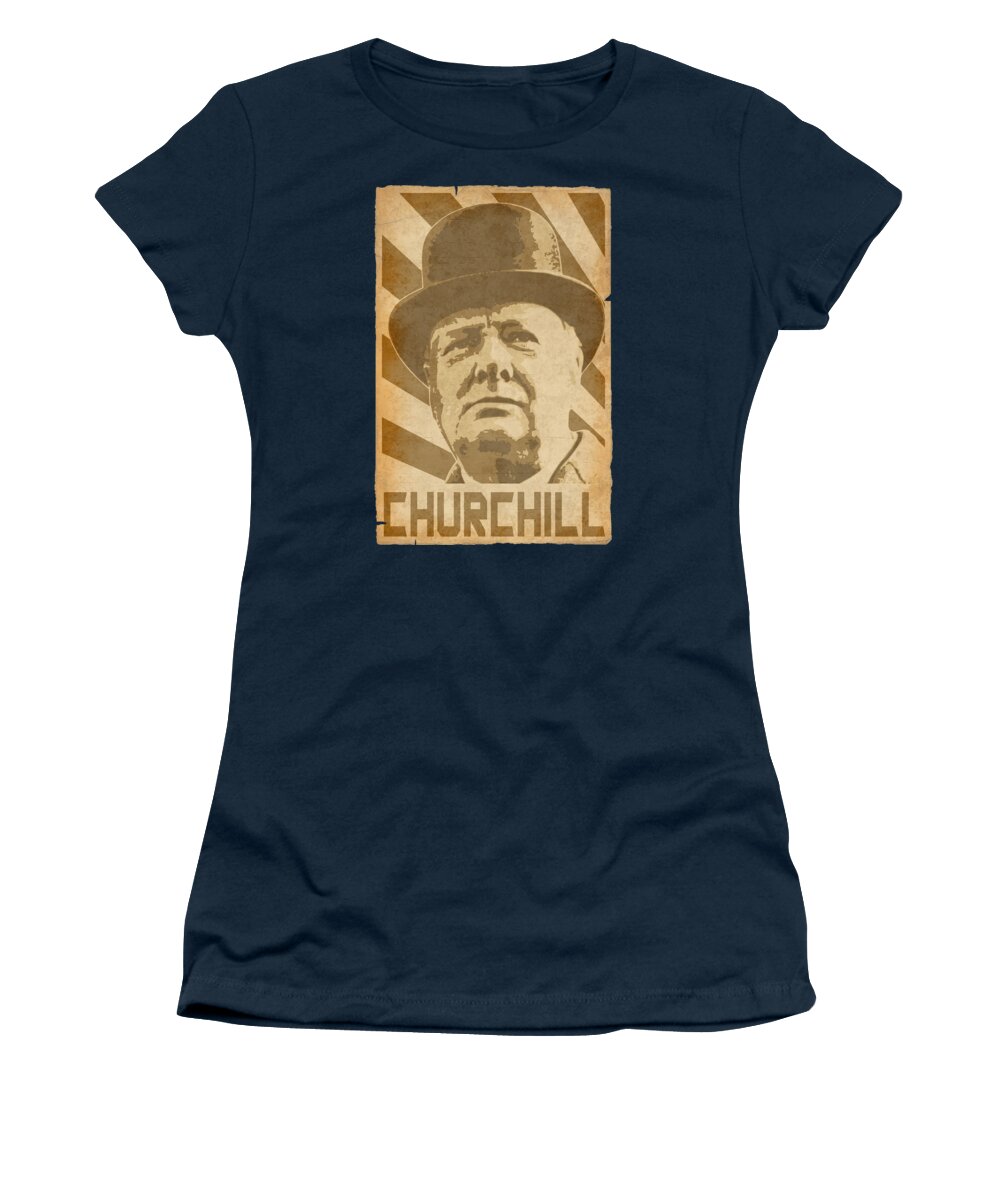 Winston Women's T-Shirt featuring the digital art Winston Churchill Retro Propaganda by Filip Schpindel