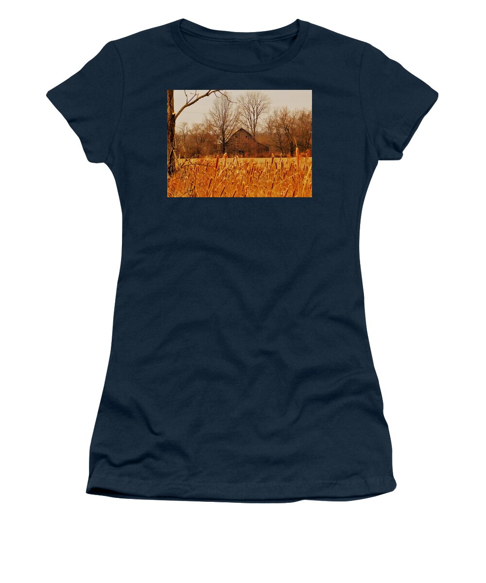 - Winter Farm - New Albany Oh Women's T-Shirt featuring the photograph - Winter Farm - New Albany OH by THERESA Nye