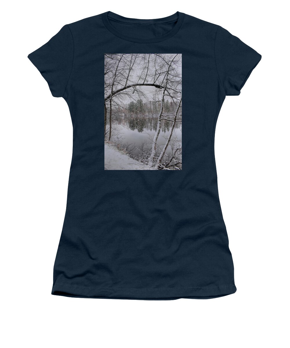 Wausau Women's T-Shirt featuring the photograph Winter Reflection Across The Wisconsin River by Dale Kauzlaric