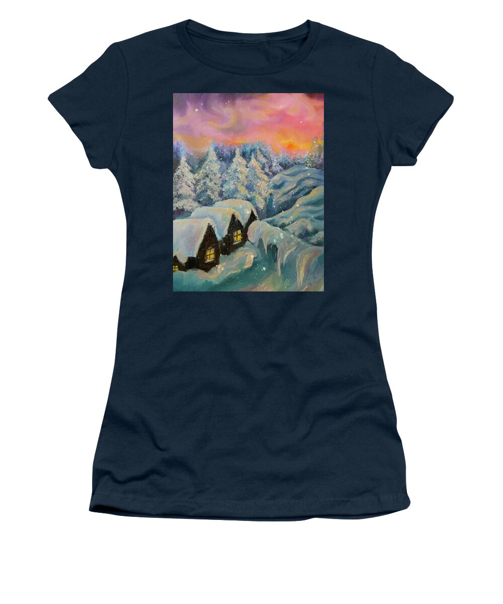 Moon Women's T-Shirt featuring the digital art Winter Sunday by Medea Ioseliani