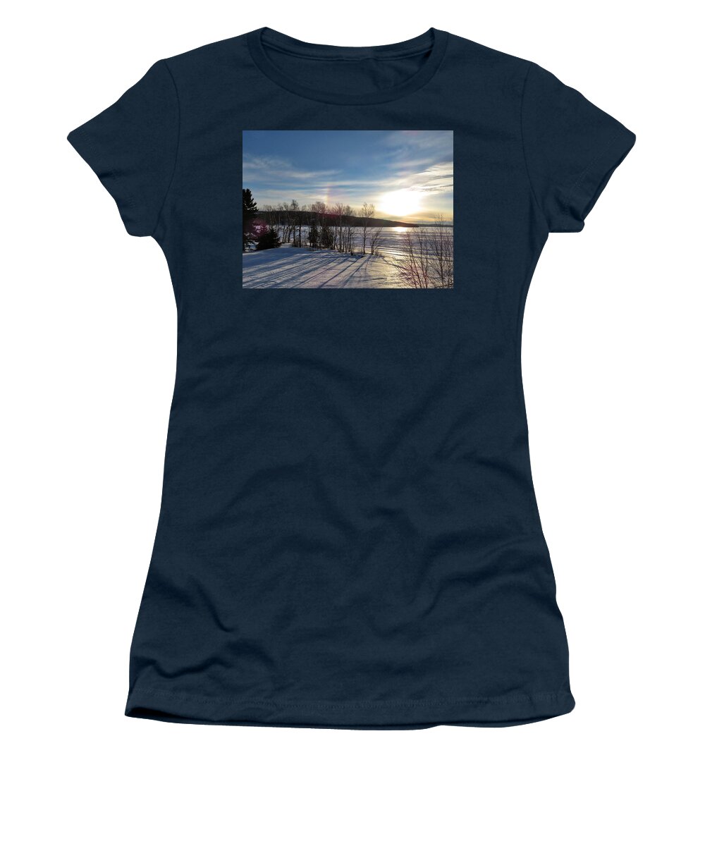 Winter Women's T-Shirt featuring the photograph Winter Sunset Rainbow by Russel Considine