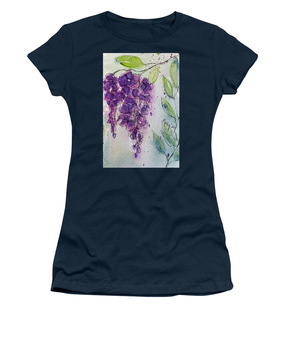 Loose Floral Women's T-Shirt featuring the painting Wisteria Flowers by Roxy Rich