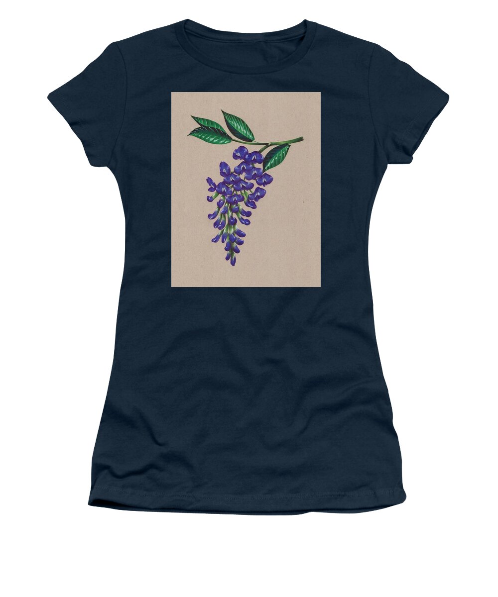 Wisteria Women's T-Shirt featuring the drawing Wisteria by Miranda Brouwer