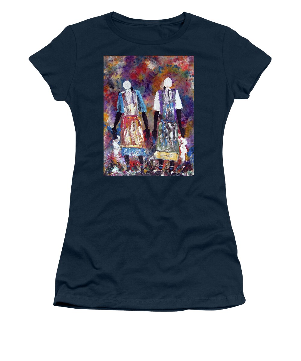  Women's T-Shirt featuring the painting Woman Of Peace by Peter Sibeko
