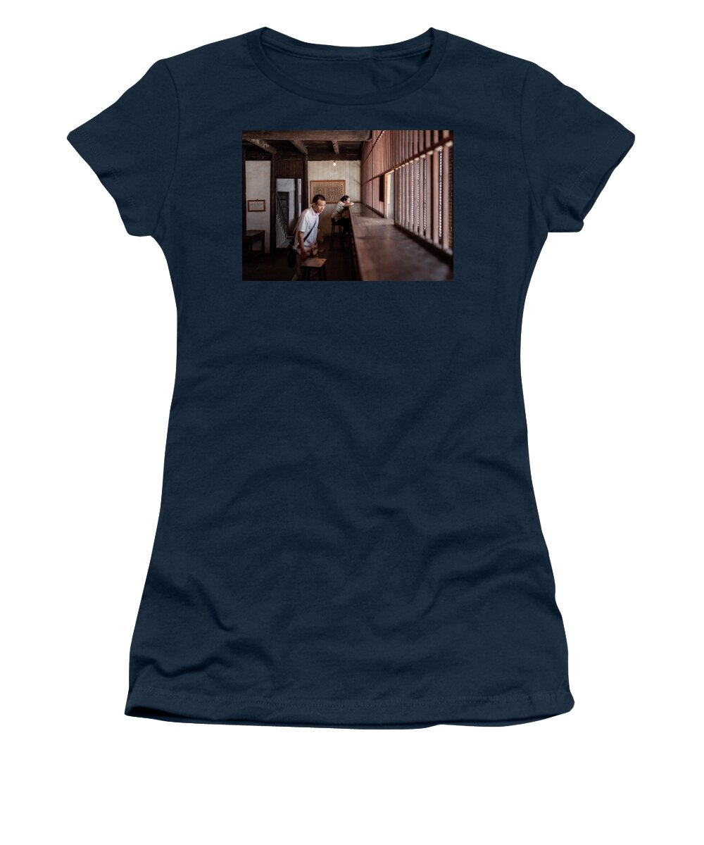 2013 Women's T-Shirt featuring the photograph Woman waiting for clients, in the historic scenic town of Wuzhen by Benoit Bruchez