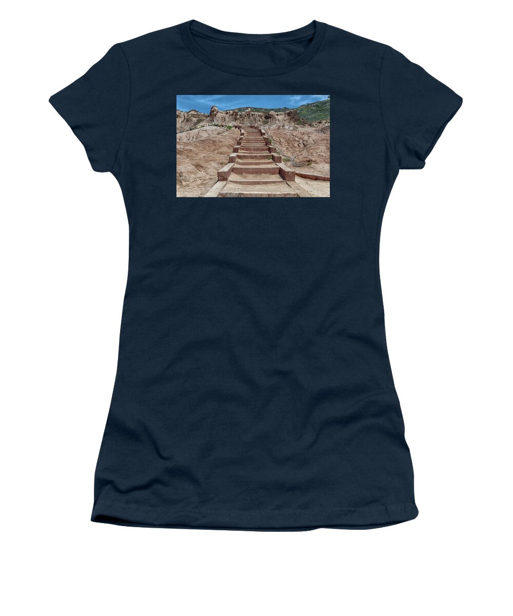 Wood Women's T-Shirt featuring the photograph Wooden Steps by Alison Frank