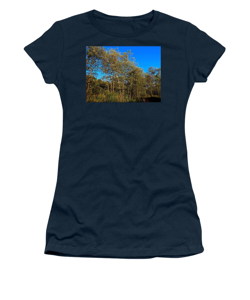 Trees Women's T-Shirt featuring the photograph Woodlands at Palmyra Nature Cove by Linda Stern