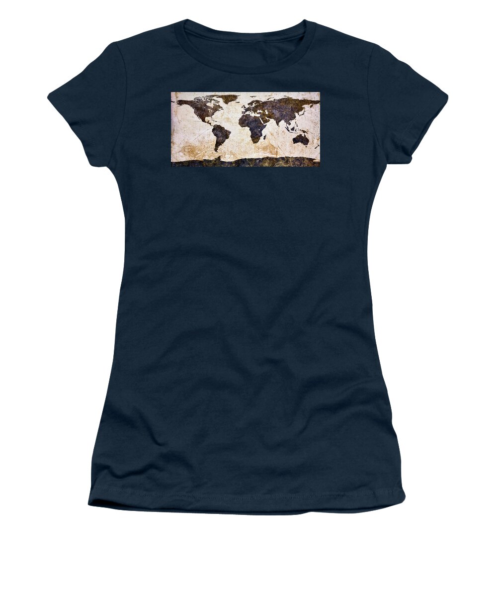 Earth Women's T-Shirt featuring the mixed media World Map Abstract by Bob Orsillo