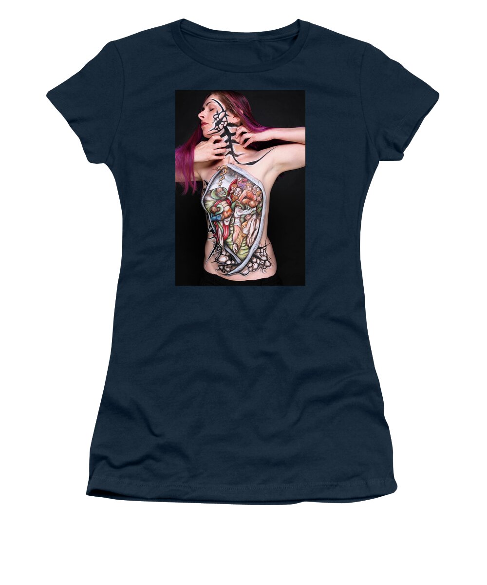 Coronavirus Women's T-Shirt featuring the photograph Worship of the Brazen Serpent by Angela Rene Roberts and Cully Firmin