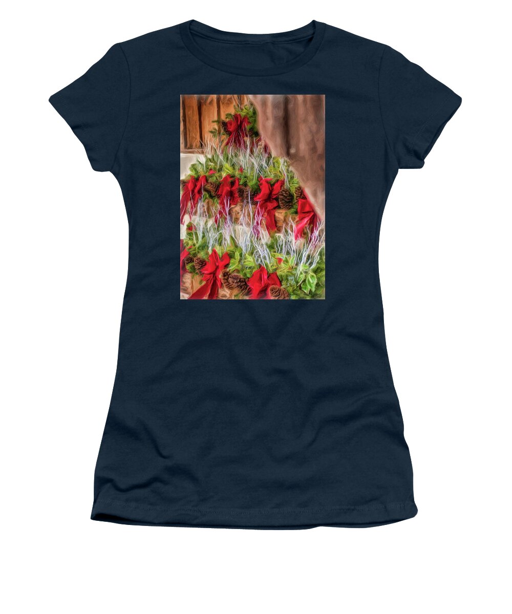Christmas Women's T-Shirt featuring the photograph Wreaths in a barn by Cordia Murphy