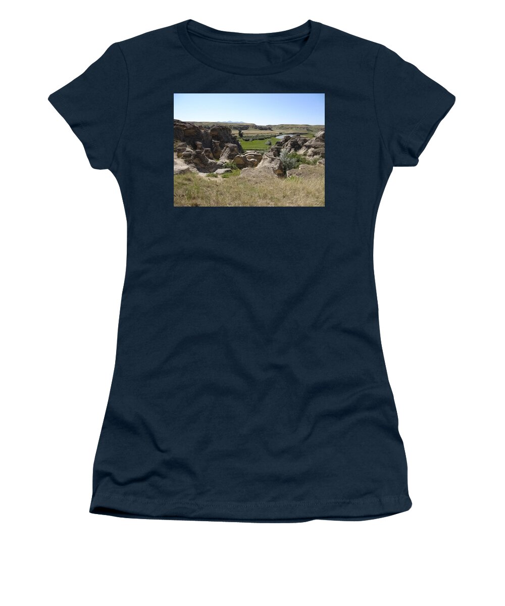Writing On Stone Women's T-Shirt featuring the photograph Writing on Stone 4 by Lisa Mutch