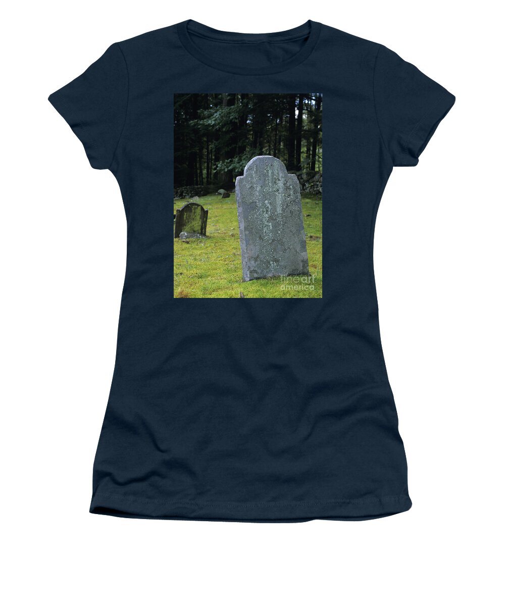  Gravestone Women's T-Shirt featuring the photograph Ye Olde Cemetery - Danville New Hampshire by Erin Paul Donovan