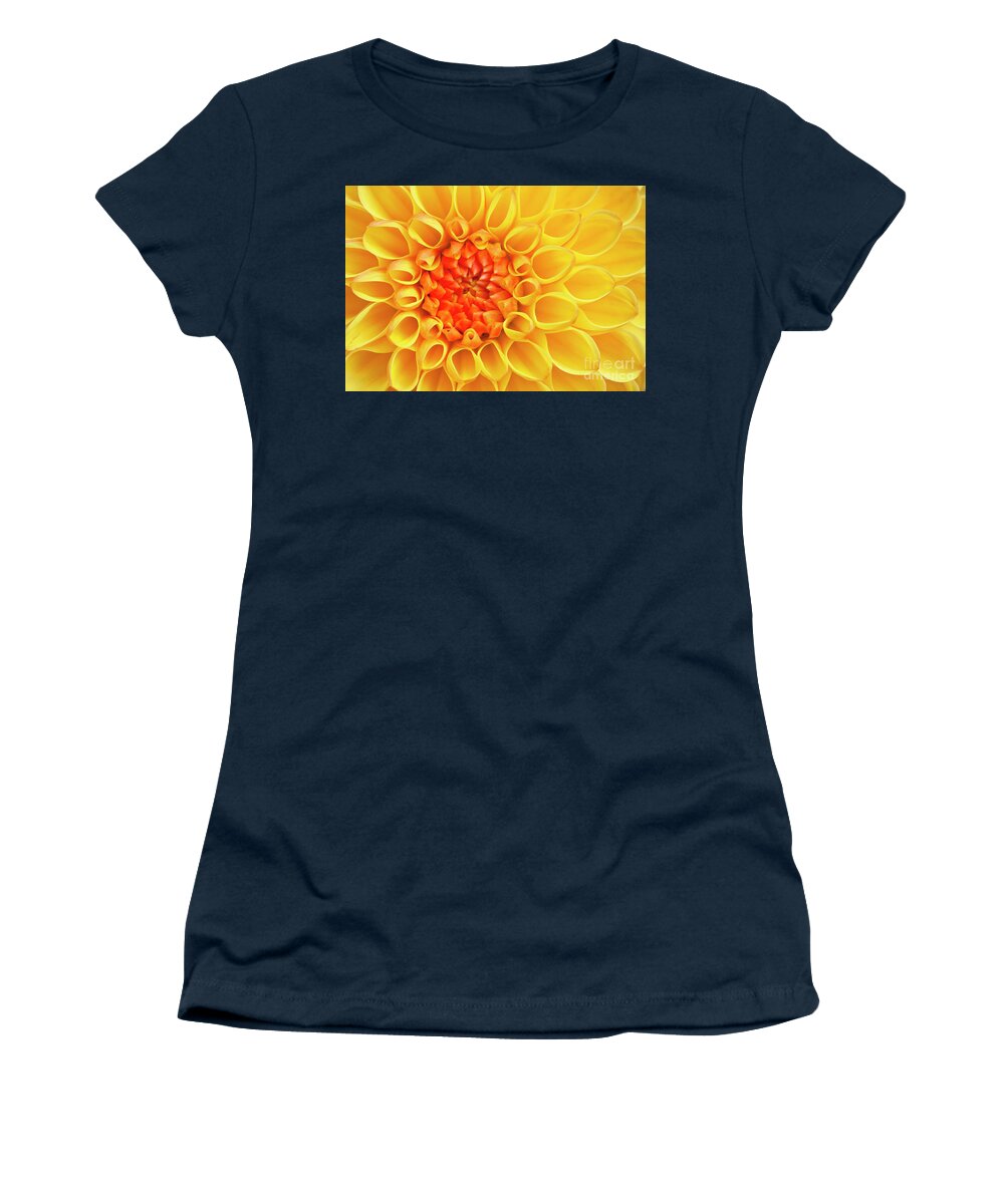 Yellow Flower Women's T-Shirt featuring the photograph Yellow Dahlia flower head by Neale And Judith Clark