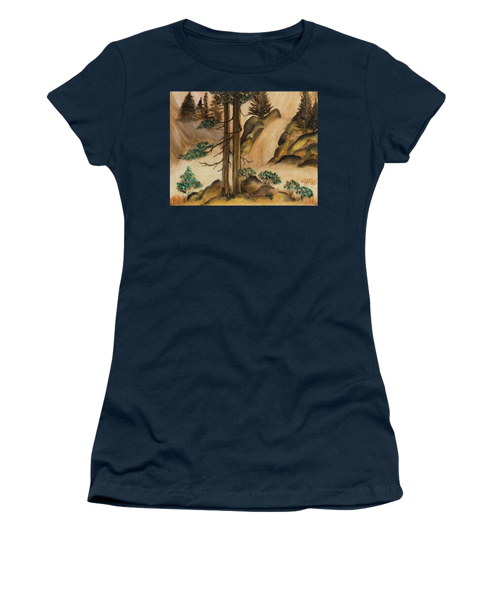 Art Of The Gypsy Women's T-Shirt featuring the painting Huangse Qiutian Yellow Fall by The GYPSY