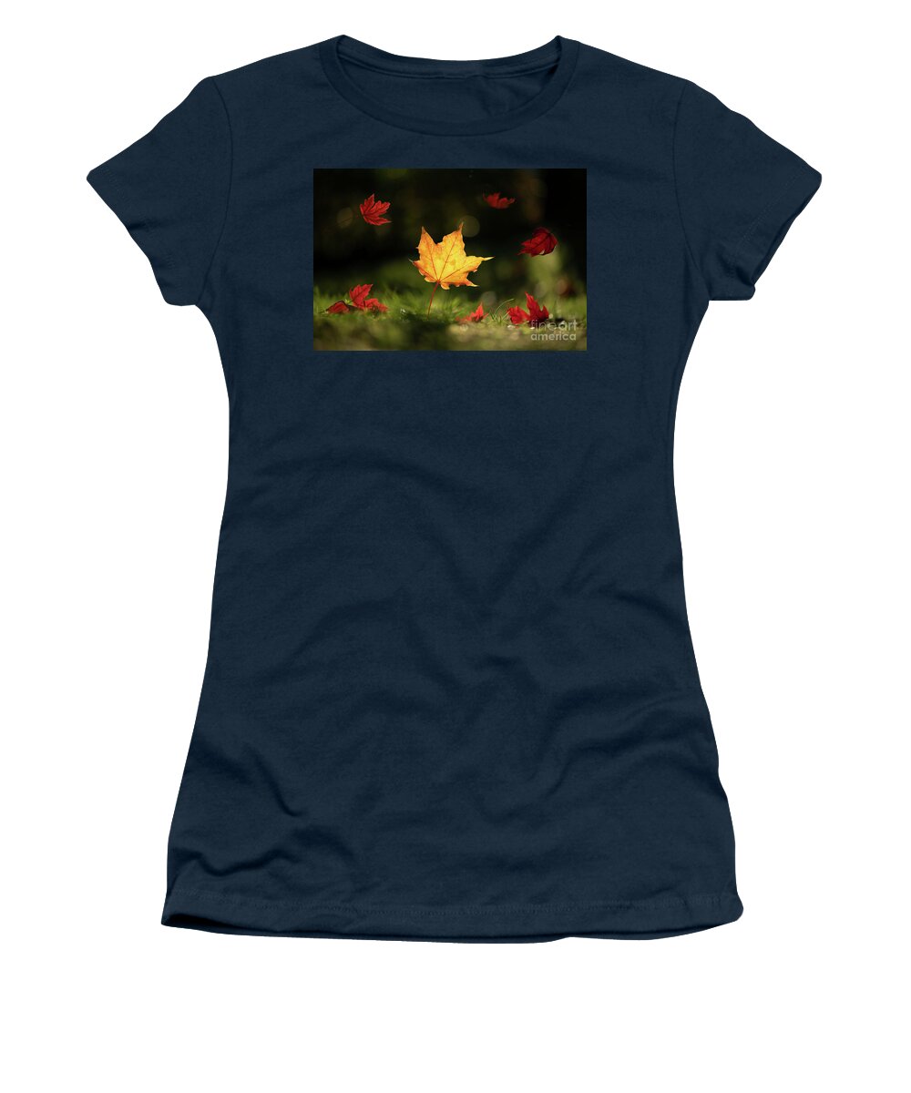 Fall Leaves Women's T-Shirt featuring the photograph Yellow Maple Leaf by Naomi Maya