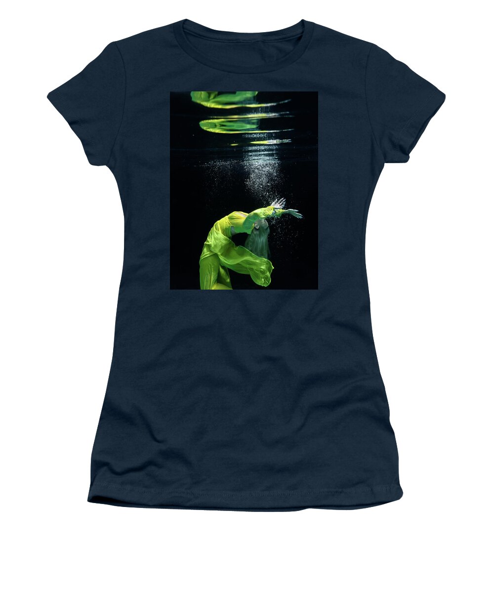 Underwater Women's T-Shirt featuring the photograph Yellow Mermaid by Gemma Silvestre