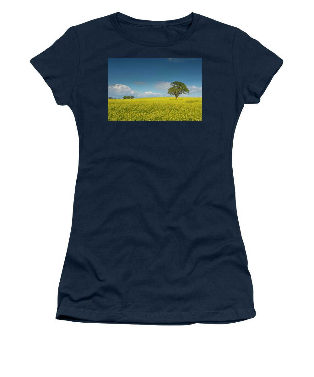 Landscape Women's T-Shirt featuring the pyrography Yellow ocean 4 by Remigiusz MARCZAK