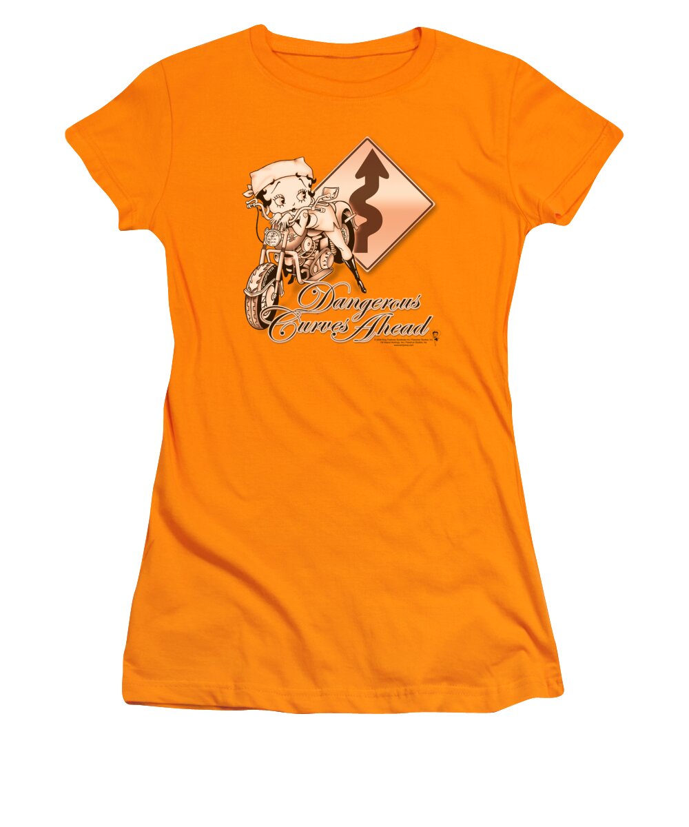 Betty Boop Women's T-Shirt featuring the digital art Boop - Dangerous Curves by Brand A