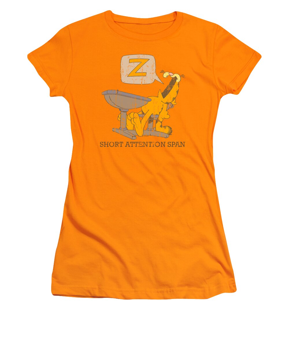 Garfield Women's T-Shirt featuring the digital art Garfield - Attention Span by Brand A