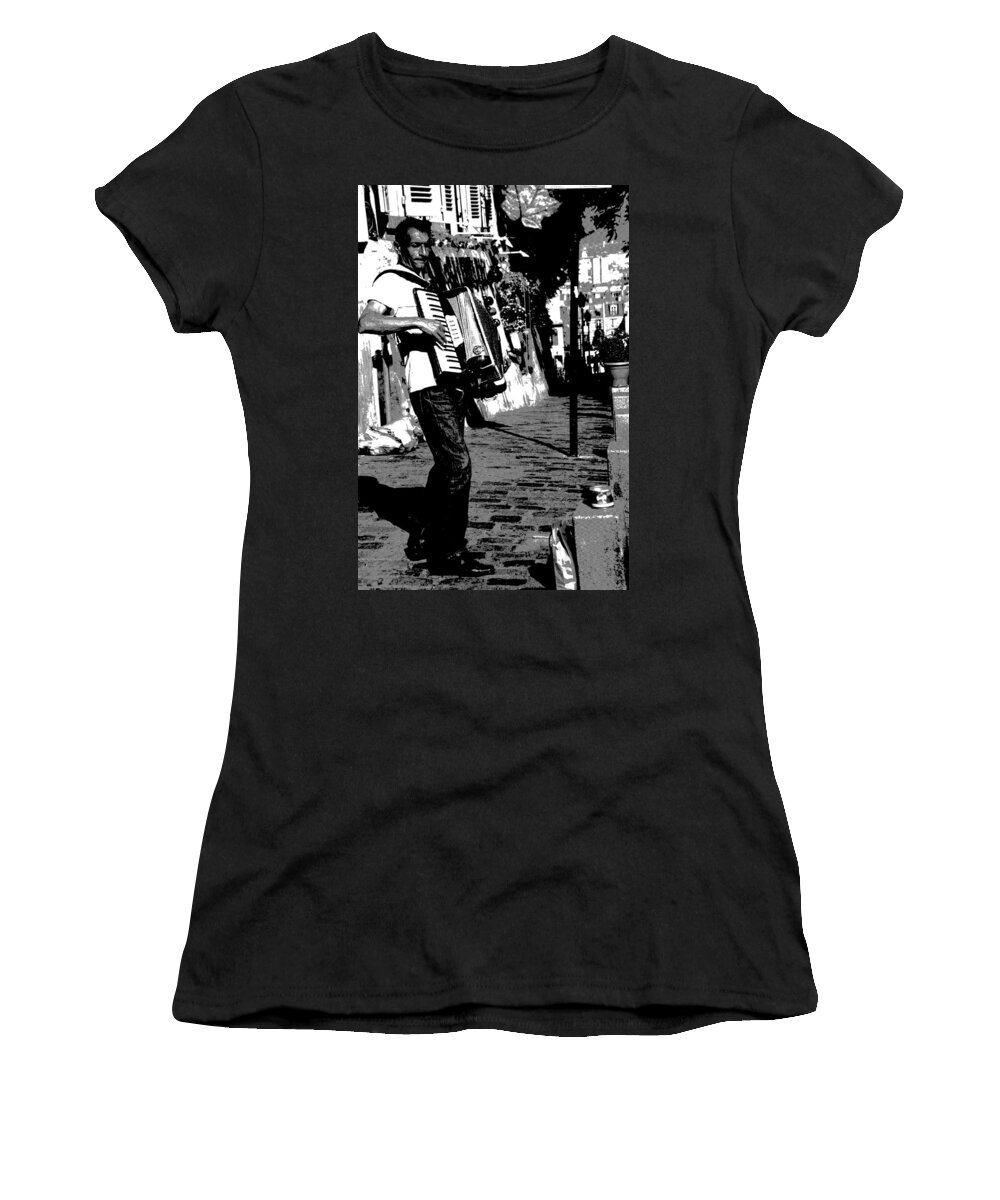 Accordionist Women's T-Shirt featuring the photograph Accordioniste by Jacqueline M Lewis