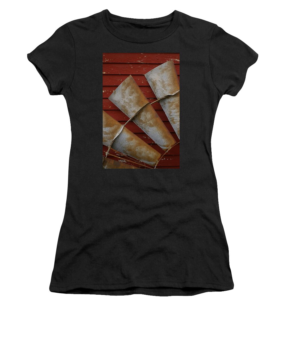 Windmill Women's T-Shirt featuring the photograph WindFan Leaning by Randy Pollard