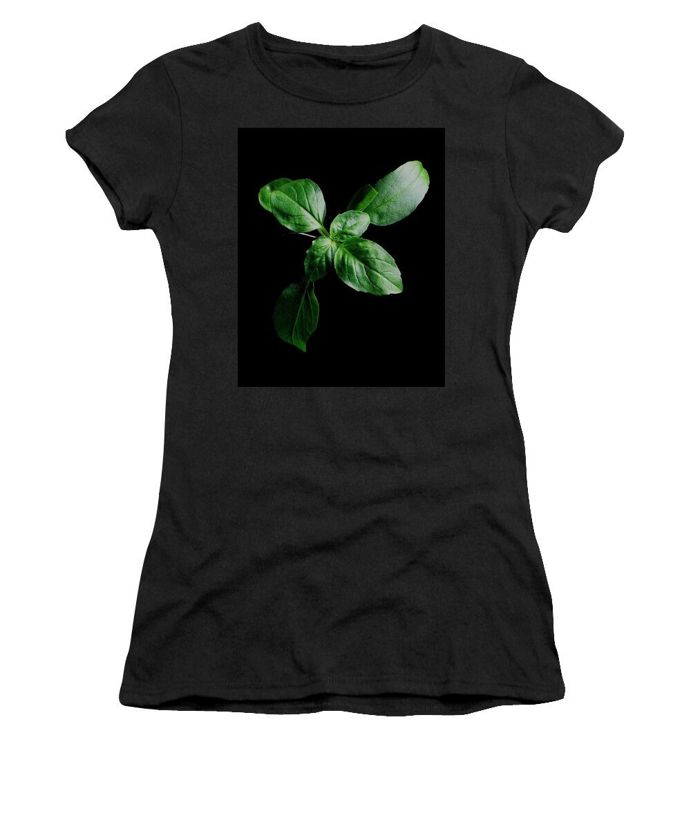 Herbs Women's T-Shirt featuring the photograph A Sprig Of Basil by Romulo Yanes