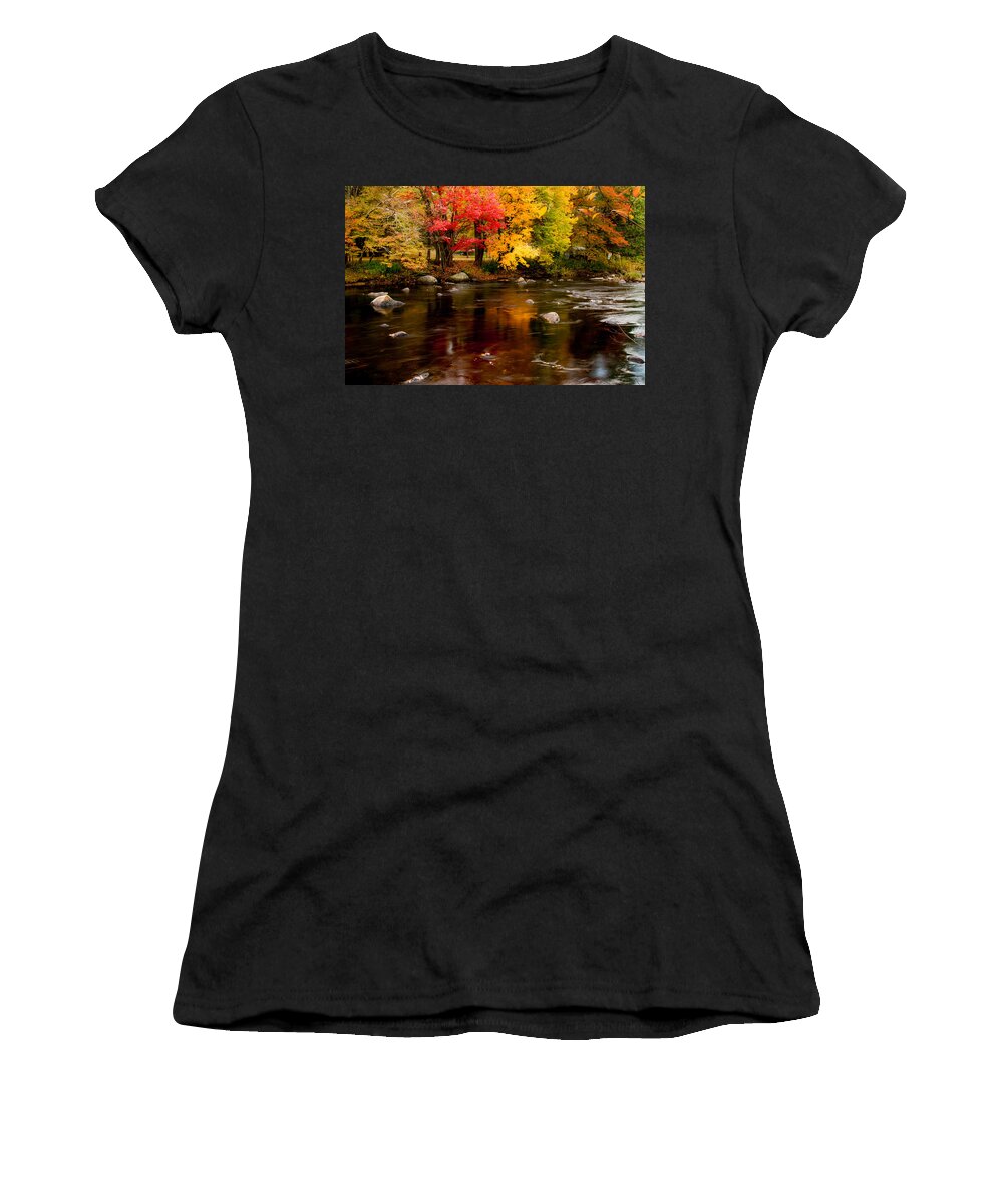 Autumn Foliage New England Women's T-Shirt featuring the photograph Autumn Colors Reflected by Jeff Folger