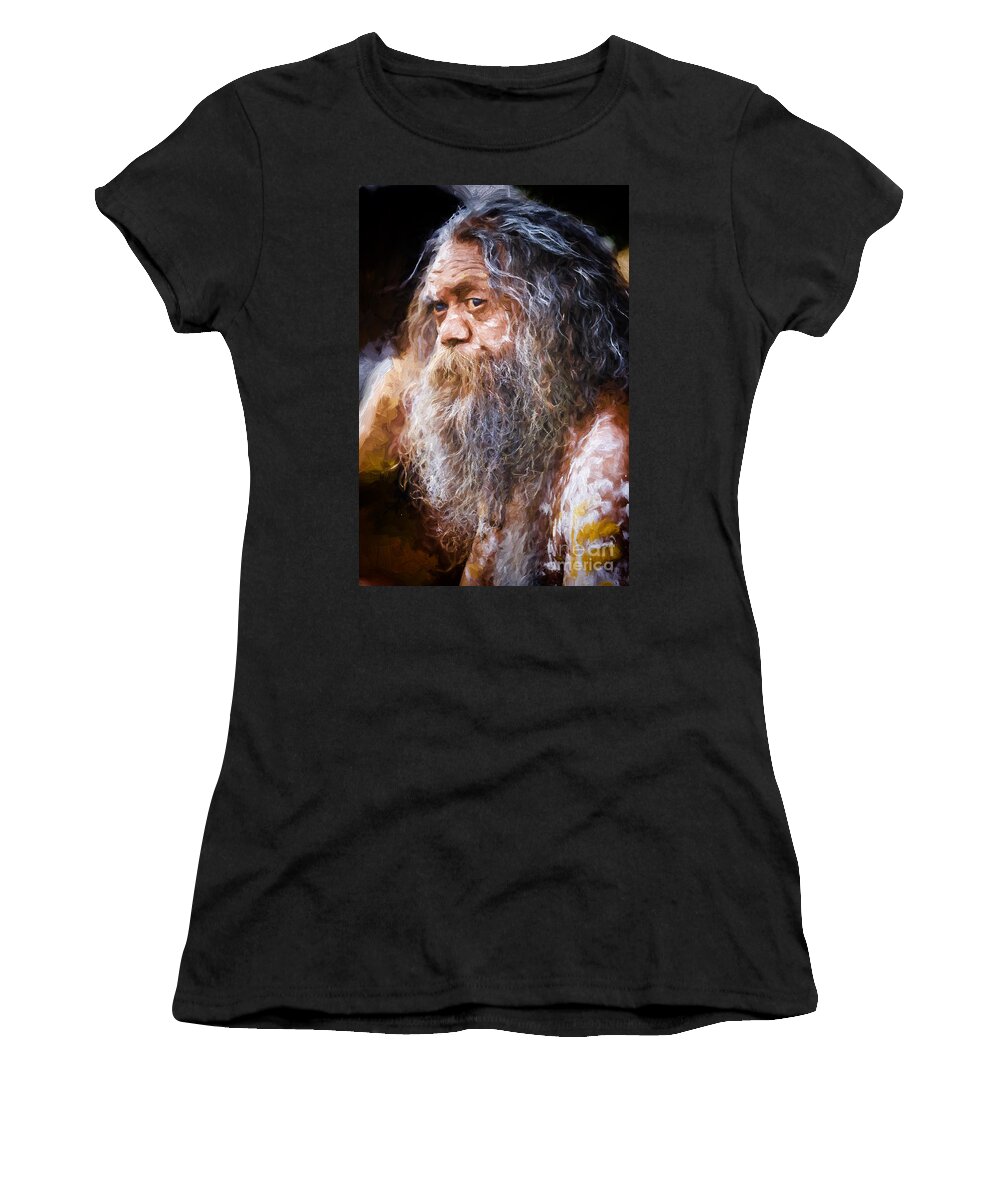 Aboriginal Women's T-Shirt featuring the photograph Cedric aboriginal busker by Sheila Smart Fine Art Photography