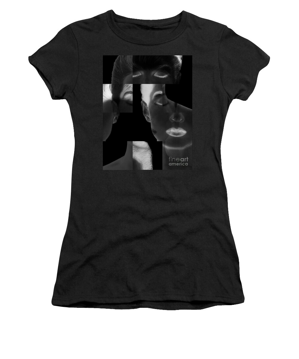 Illustration Women's T-Shirt featuring the photograph Collage Of A Womans Face #1 by Dennis Potokar