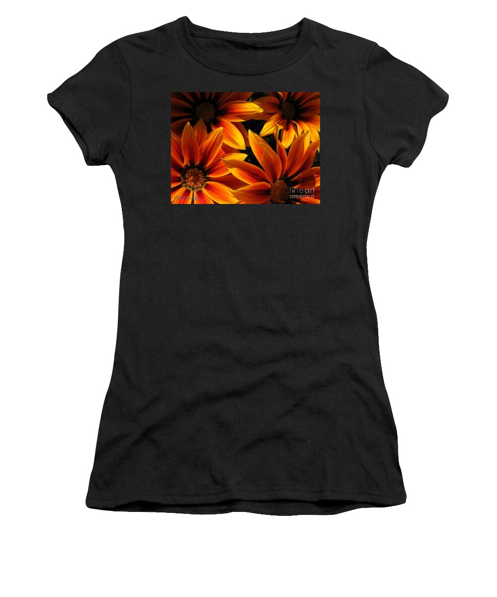 Mccombie Women's T-Shirt featuring the photograph Gazania named Kiss Orange Flame #1 by J McCombie