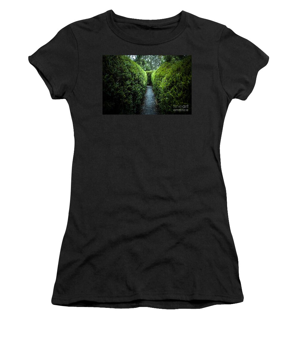 Green Women's T-Shirt featuring the photograph Green nature photo inside hedge maze #1 by Jorgo Photography