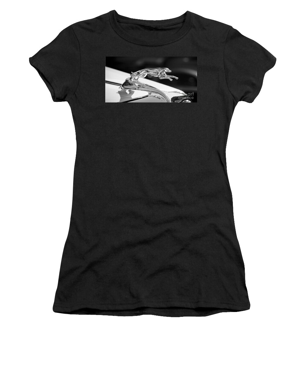 Ford Women's T-Shirt featuring the photograph Greyhound Hood Ornament #1 by Chris Dutton